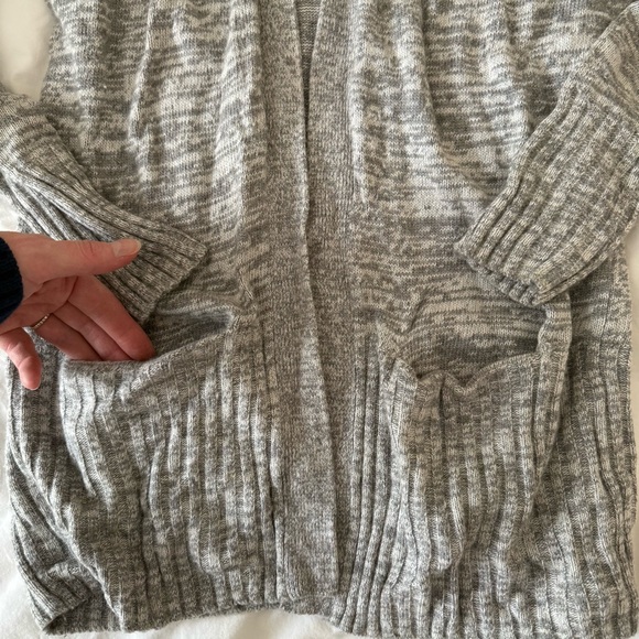 Talula Heather Gray Open-Front Ribbed Long Cardigan - Picture 5 of 9